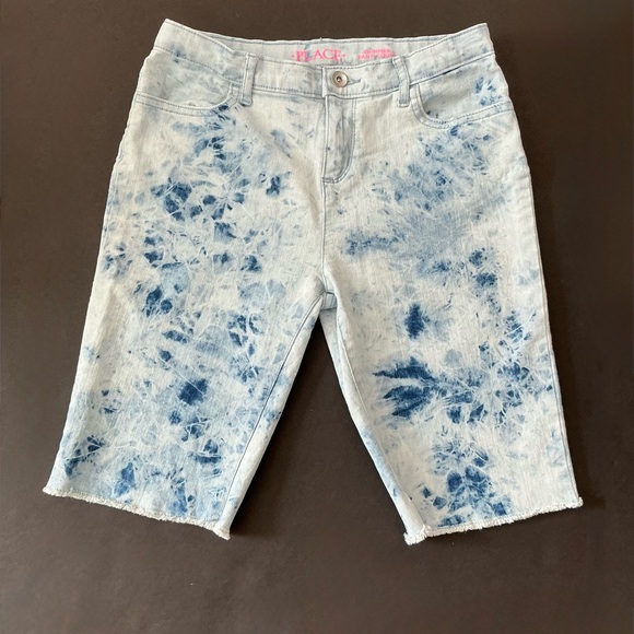 The Children's Place Other - The Children’s Place Denim Jean Shorts Girls 14 XL Bermuda Tie Dye Boho Hippie